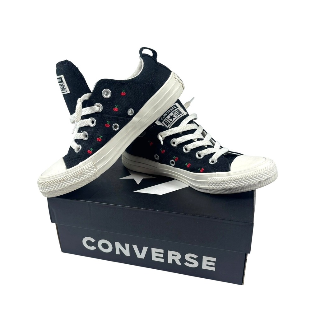NEW Converse Chuck Taylor All Star Women Size 5 Black Cherry Embroidery Sneakers